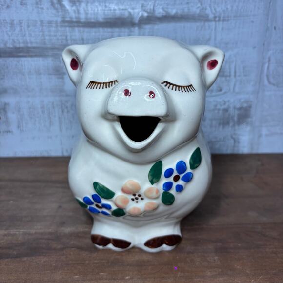 Vintage Smiley Shawnee Pig Ceramic Pitcher - Picture 5 of 6